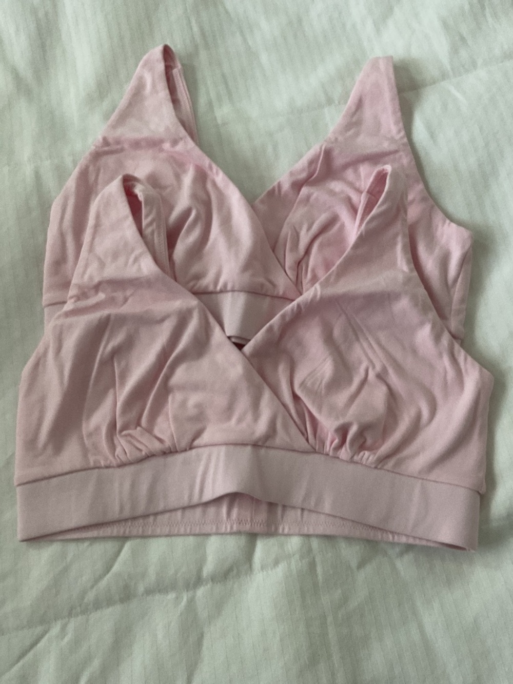 2 new Quince organic cotton bralettes pink med